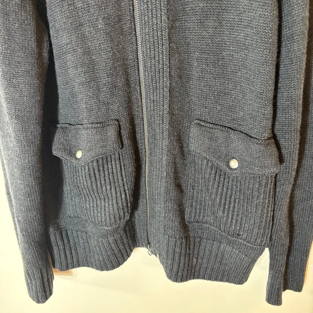 Banana Republic‎ Dark Gray Full Zip Merino Wool Blend Sweater Jacket Size Large